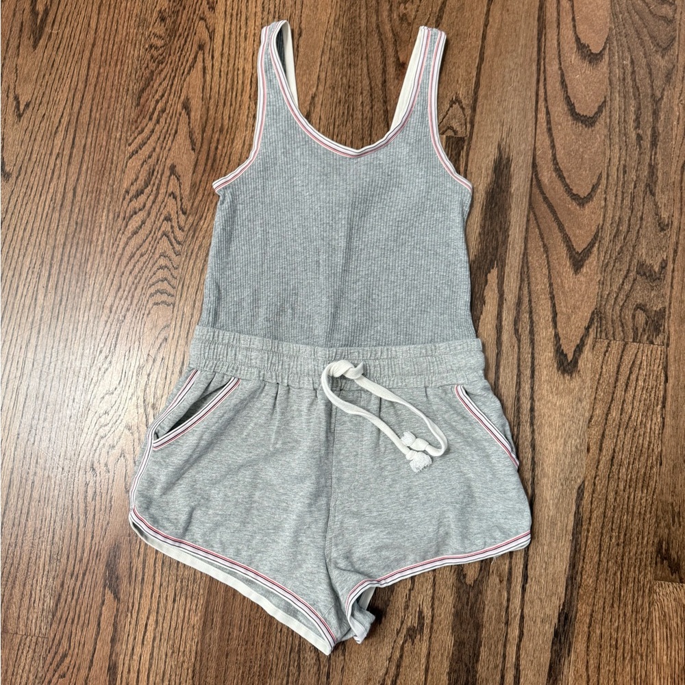 Free People Gray Sleeveless Romper with Drawstring